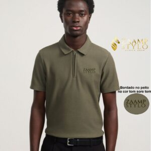 Camisa Polo piquet com ziper